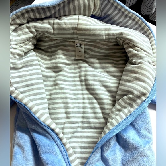 Carter’s “Child of Mine” Baby Bunting, 3-6 Mth. Blue, Elephant Embroidery, NWT - Picture 3 of 7